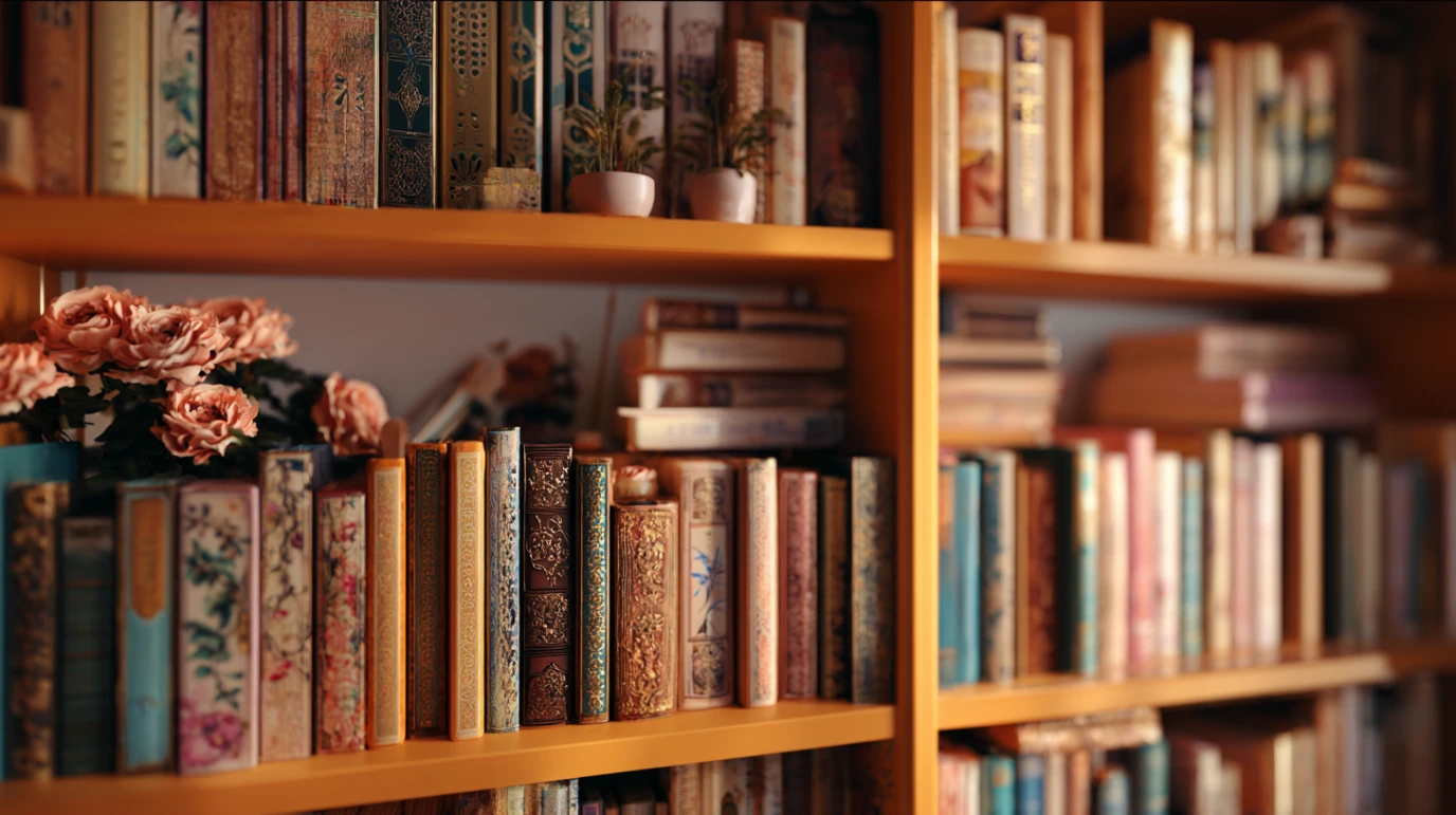 Polica sa knjigama u dnevnom boravku