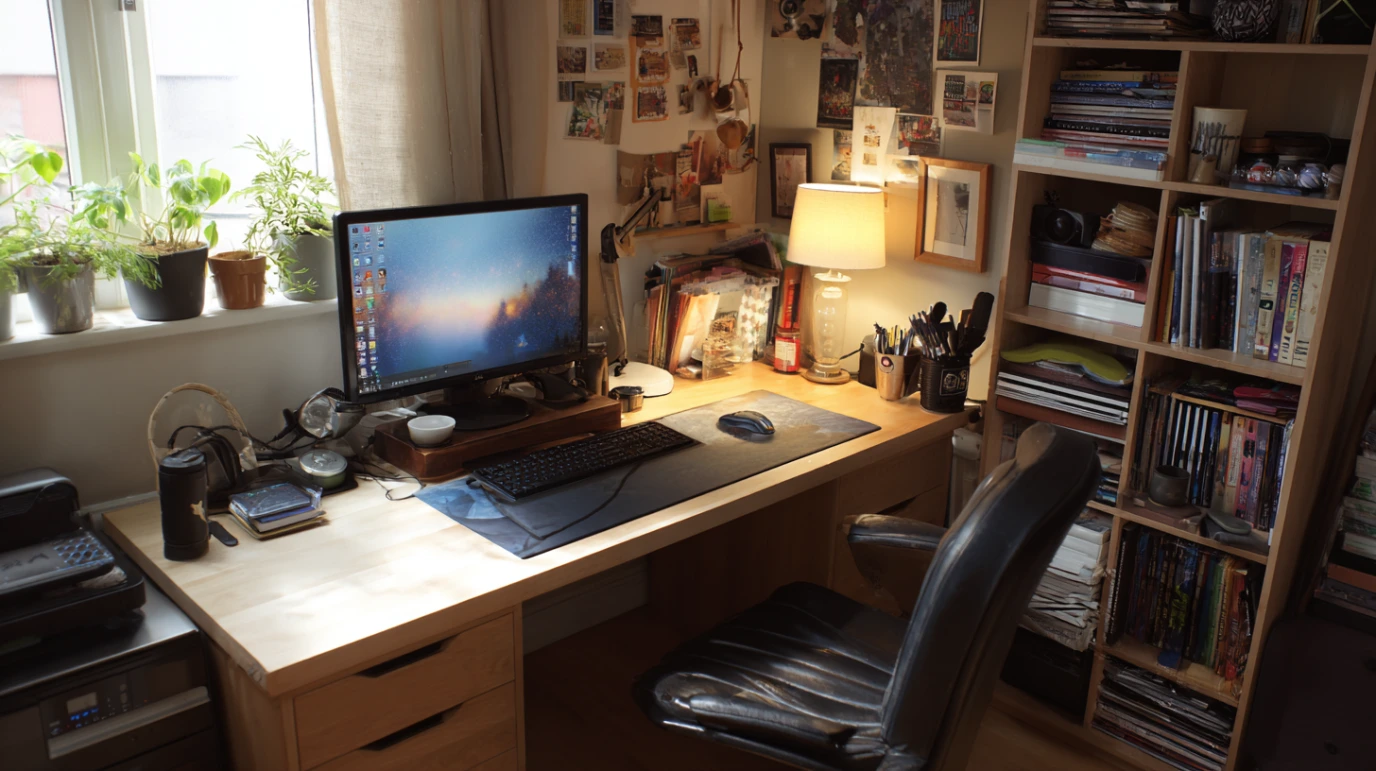 Uredan radni sto u dnevnom boravku