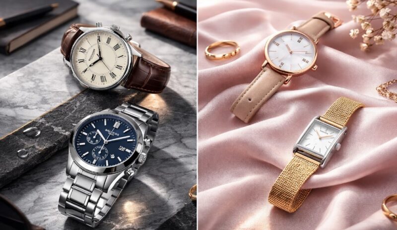 Muški i ženski satovi sa kožnim i metalnim narukvicama